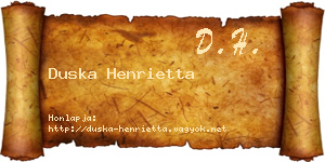 Duska Henrietta névjegykártya